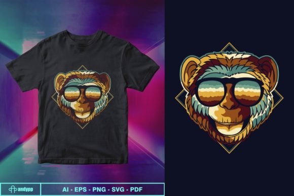 Chimpanzee Funny Colorful Eyeglasses