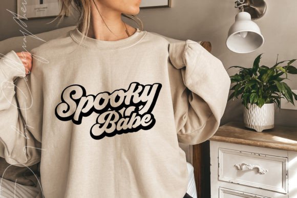 Spooky Babe Svg Funny Halloween Retro Graphics for T-Shirt Designs